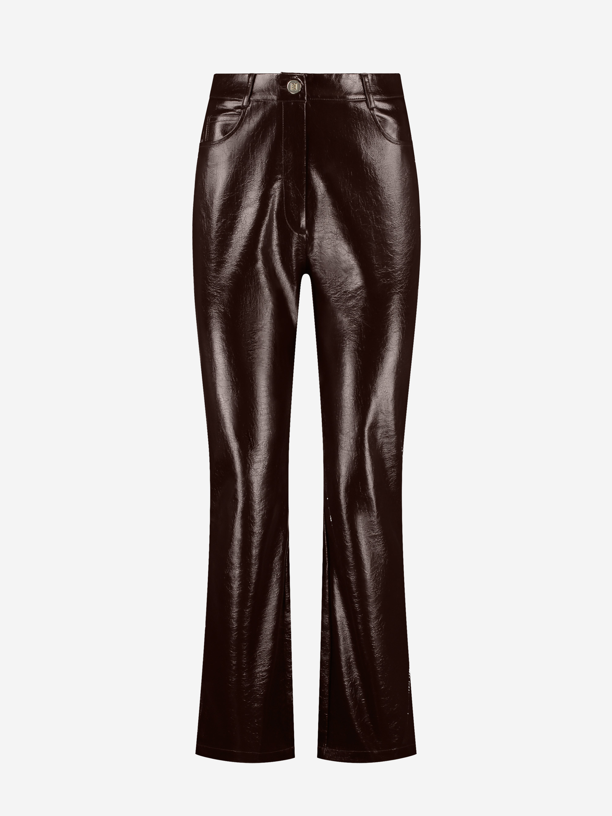 Faux leather pants with craquelé pattern
