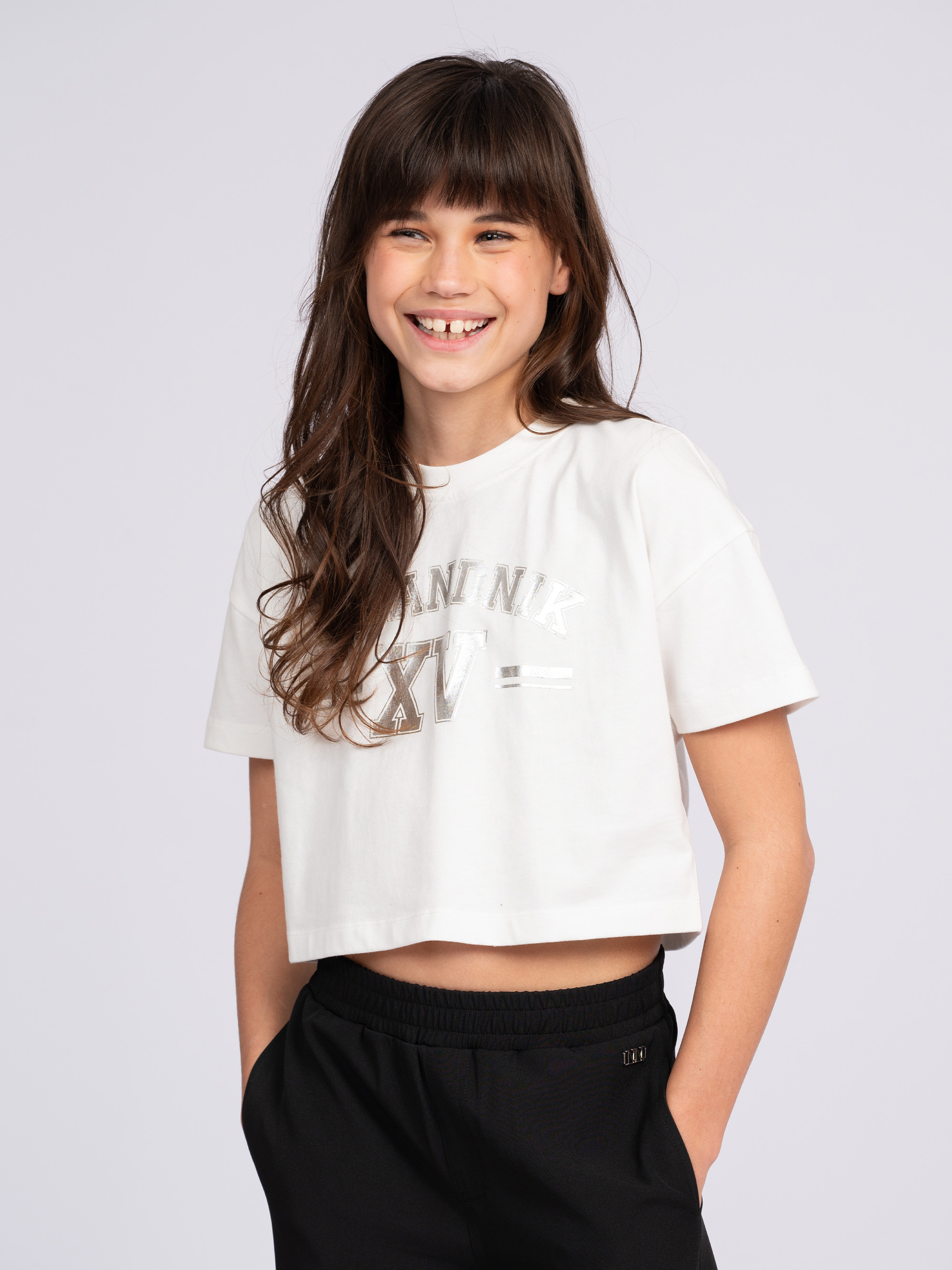 Cropped T-shirt met grafisch NIK&NIK logo