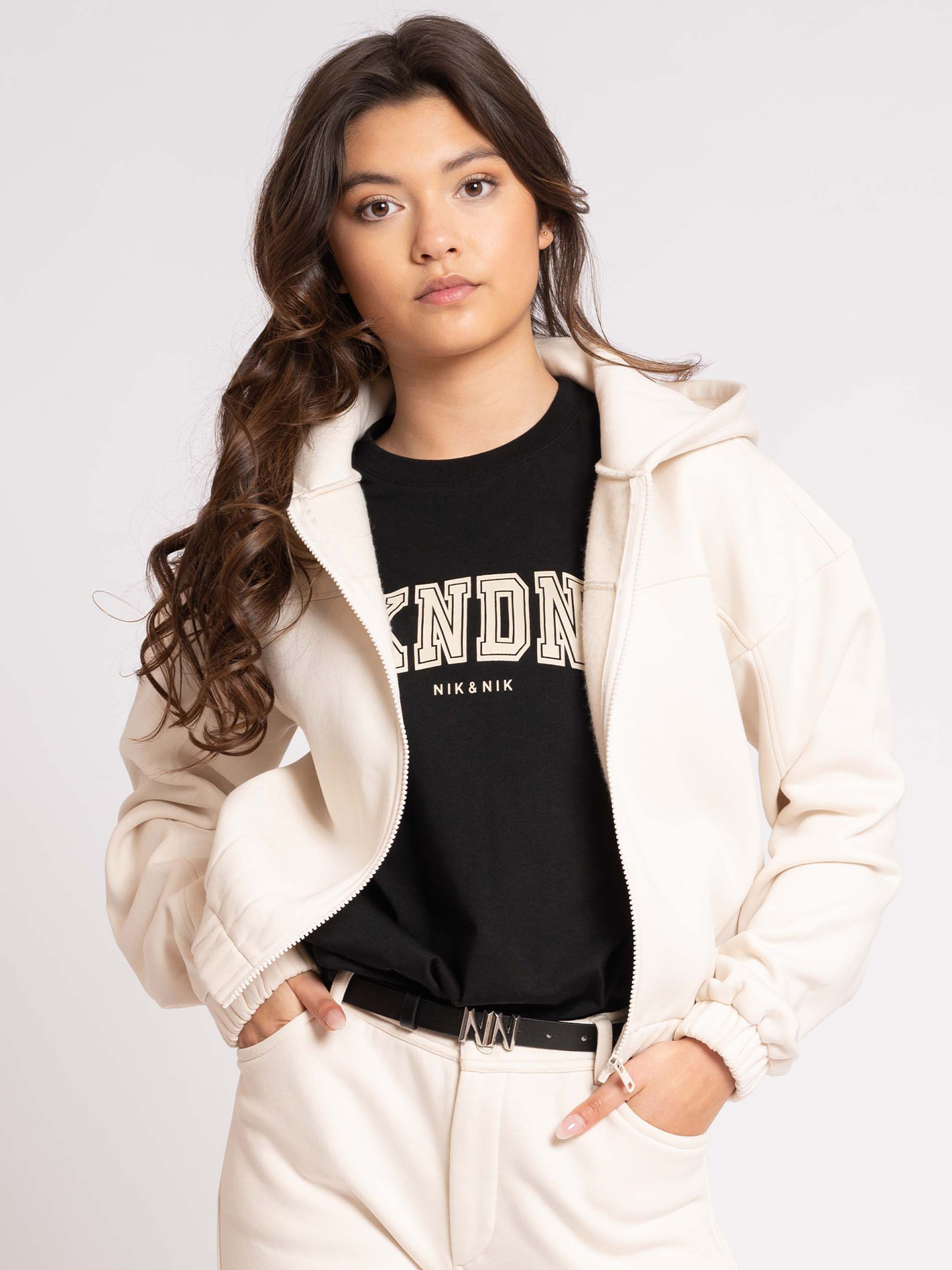 Cropped hoodie met ritssluiting