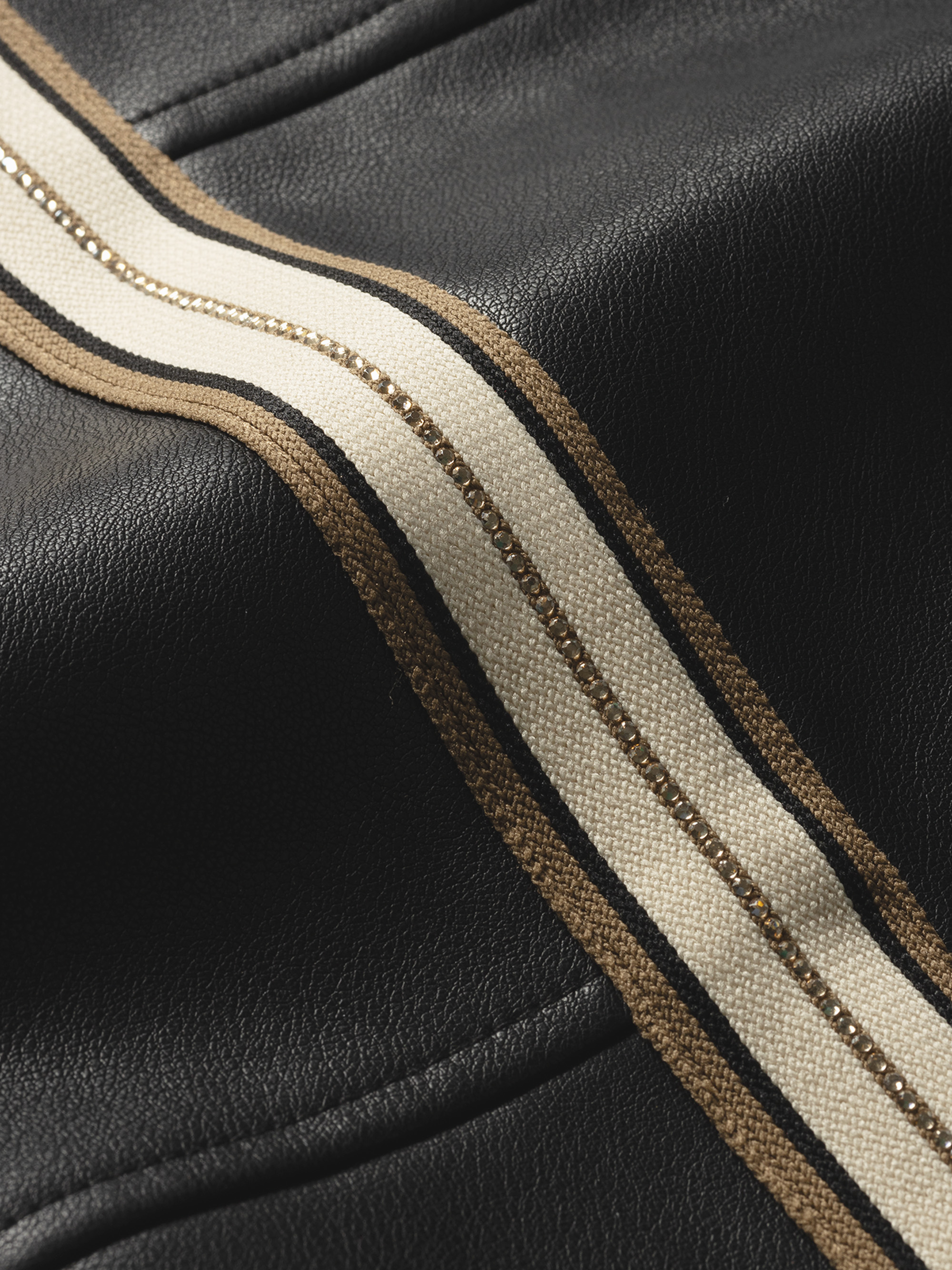 Faux leather pants with piping on the side