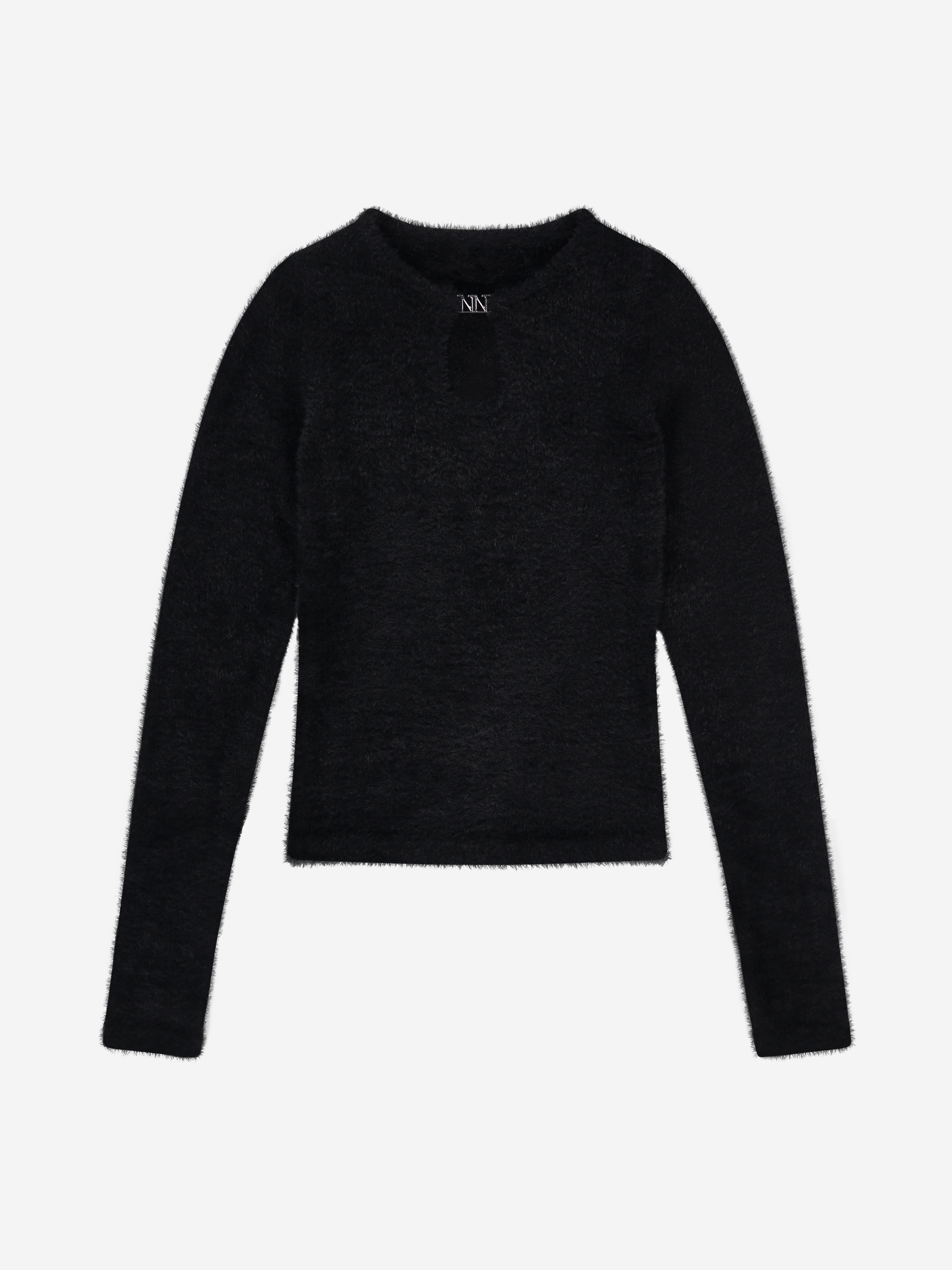 Fluffy trui met detail bij hals