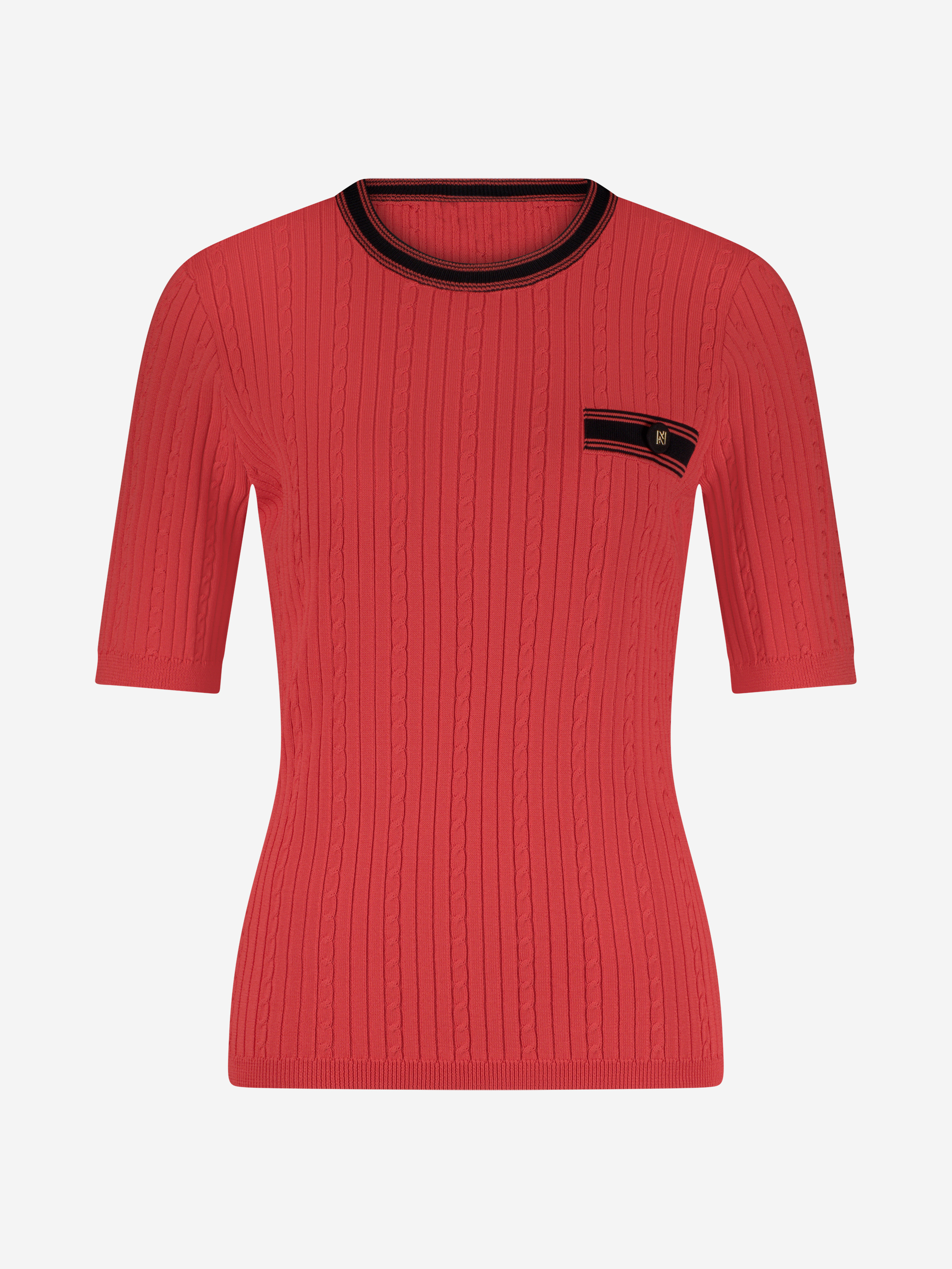 Ribbed top with braided and striped details