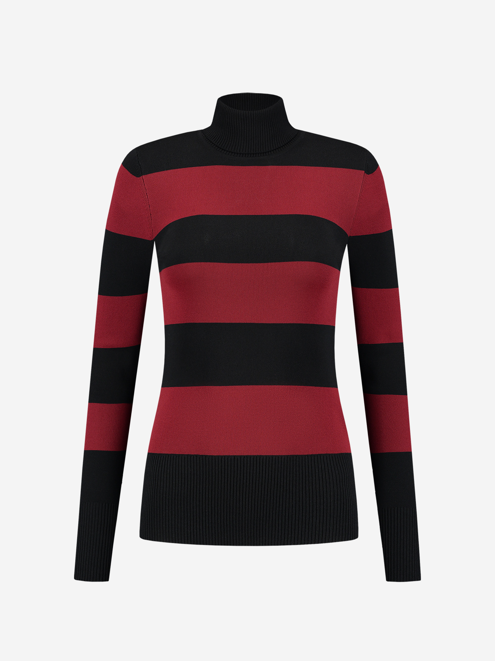 Striped top with turtle neck