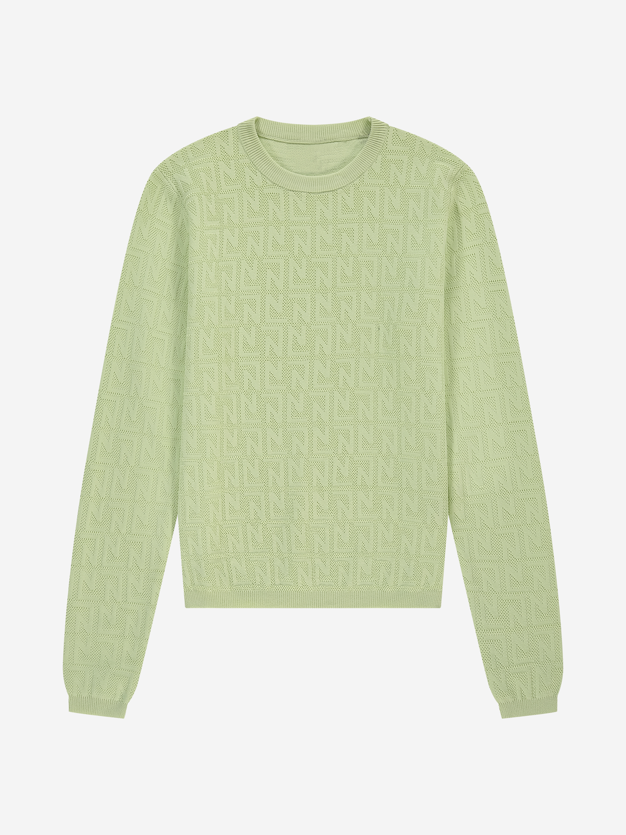 Ajour knitted top with logo pattern