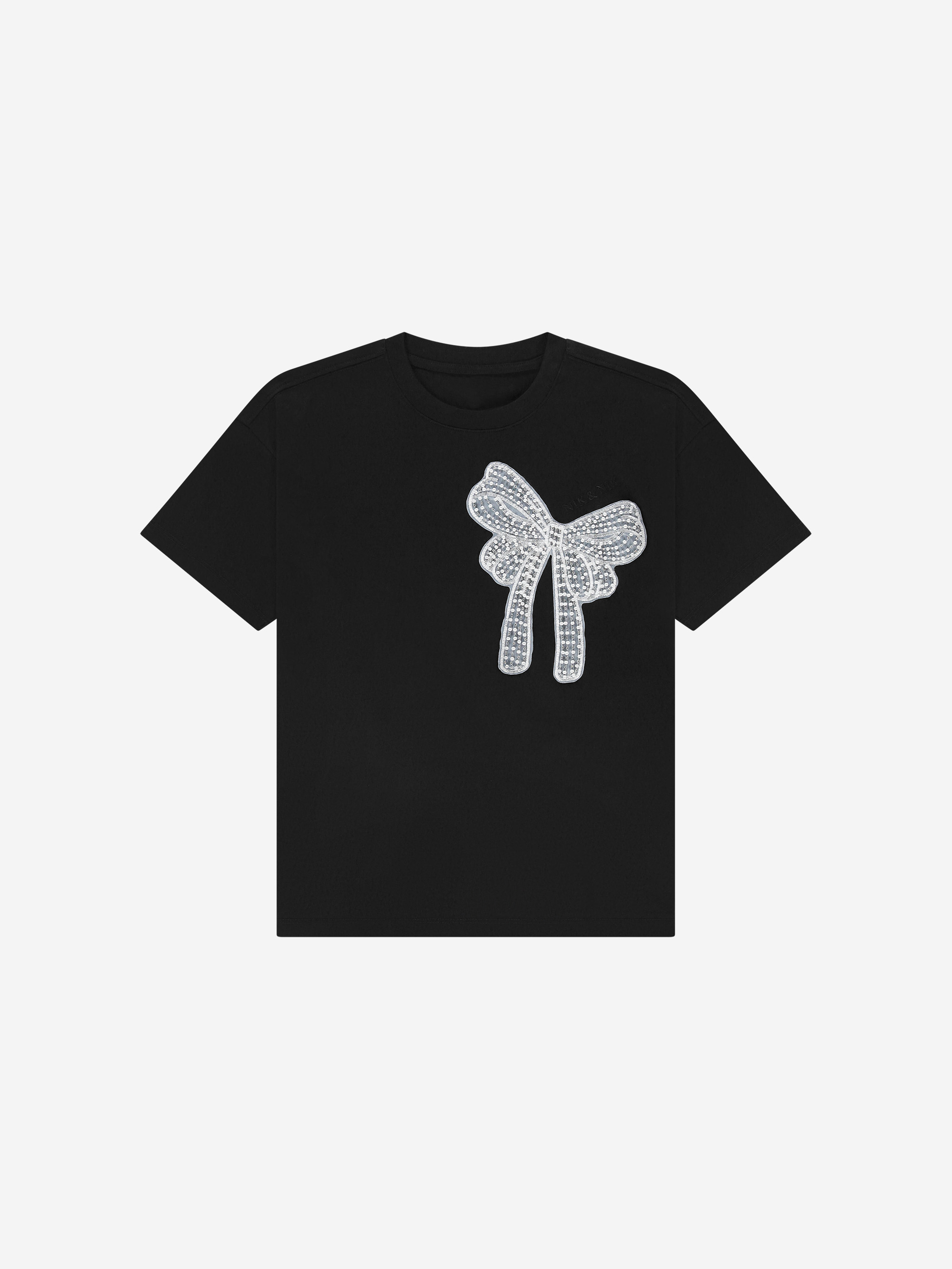 T-shirt met strikdetail van parels