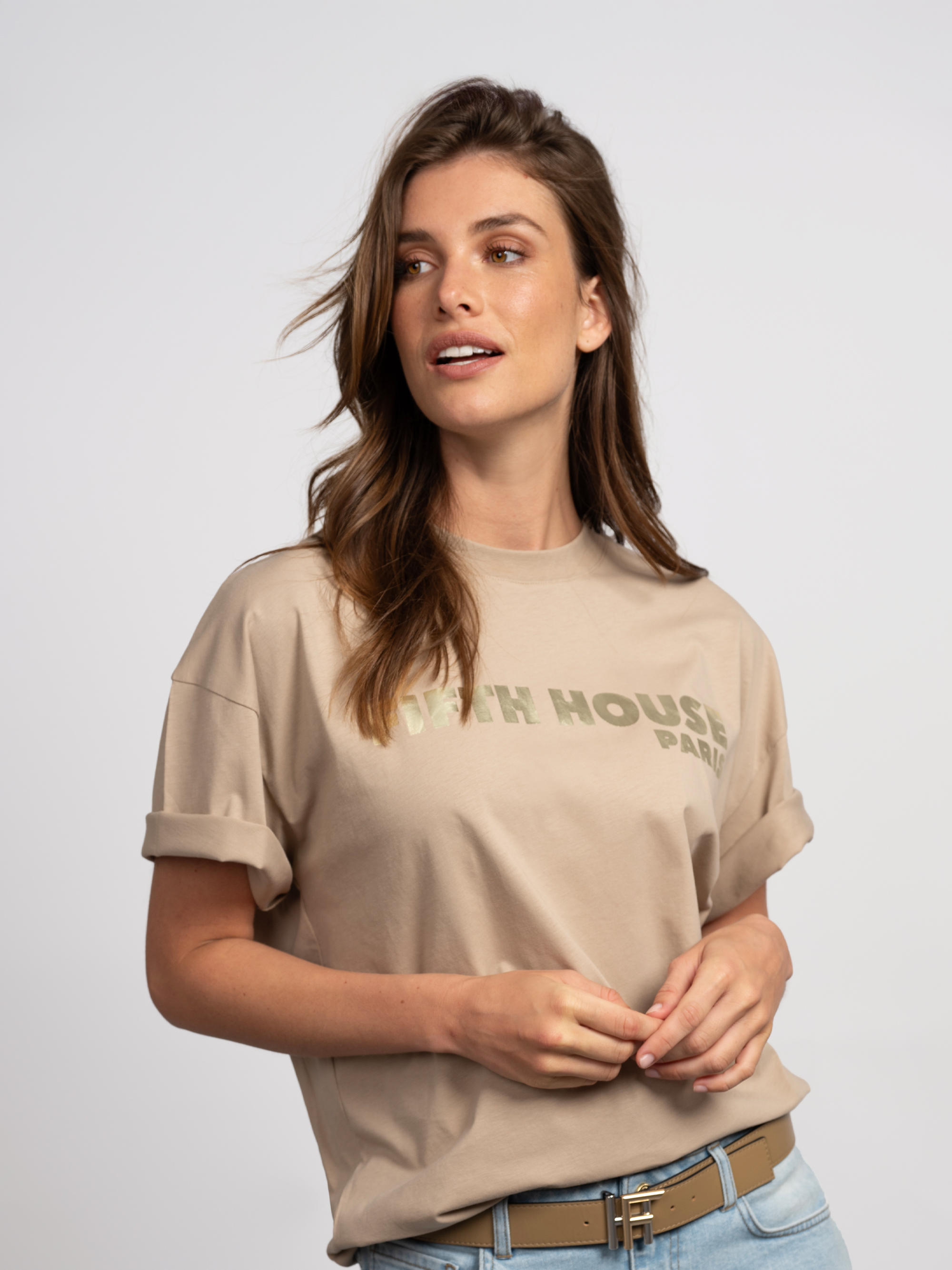 Loose-fitting T-shirt with text print
