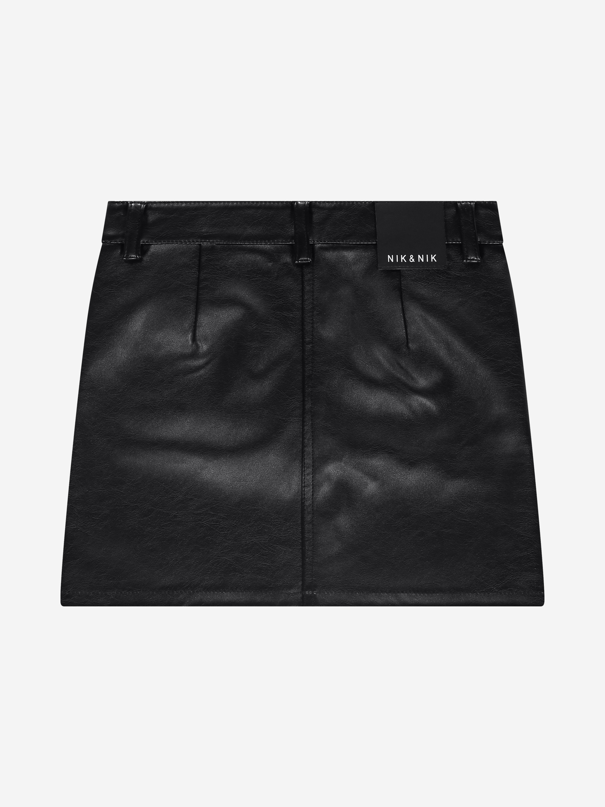 Short leather-look skirt with studs