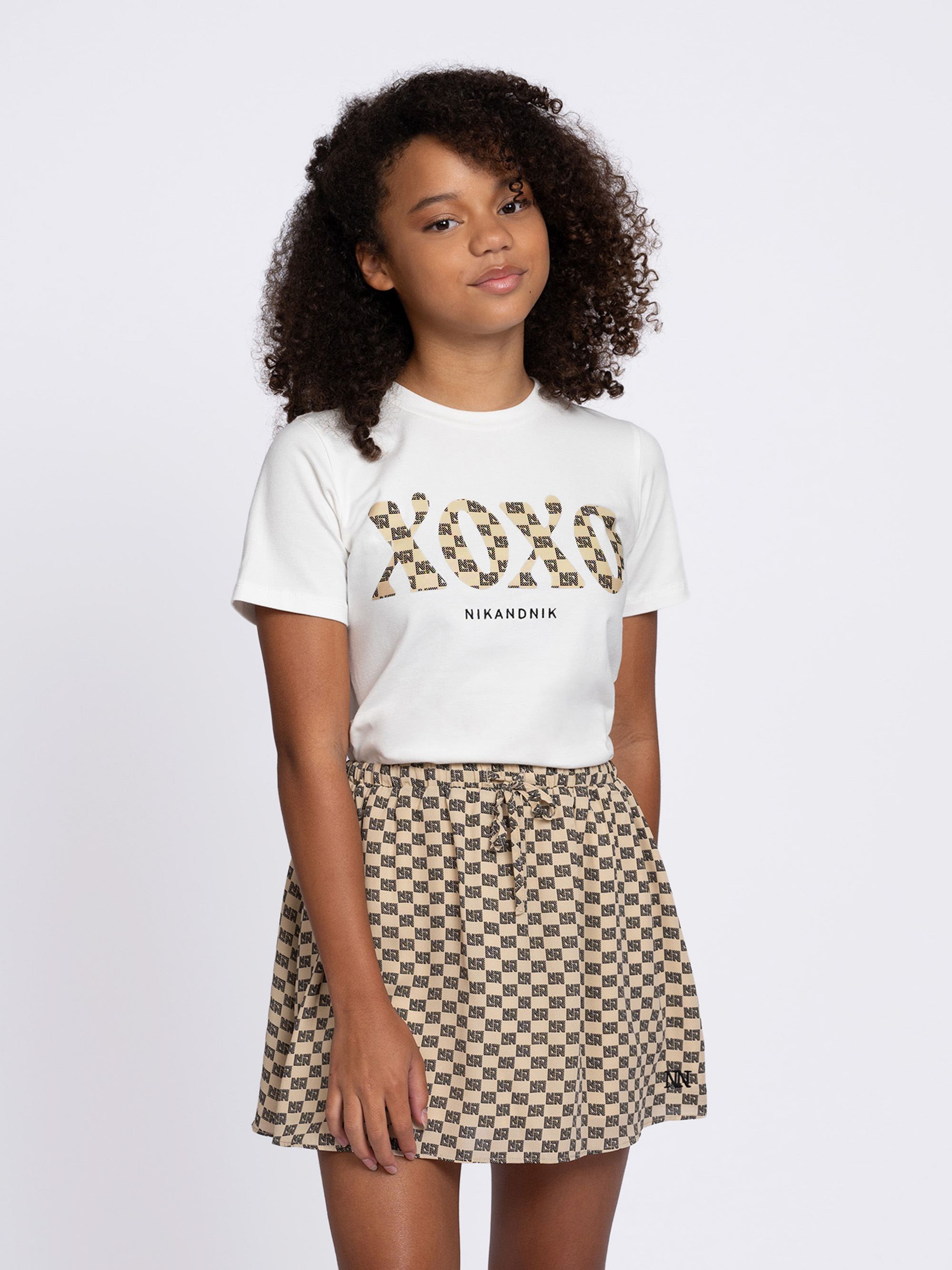 Short skirt with logo pattern