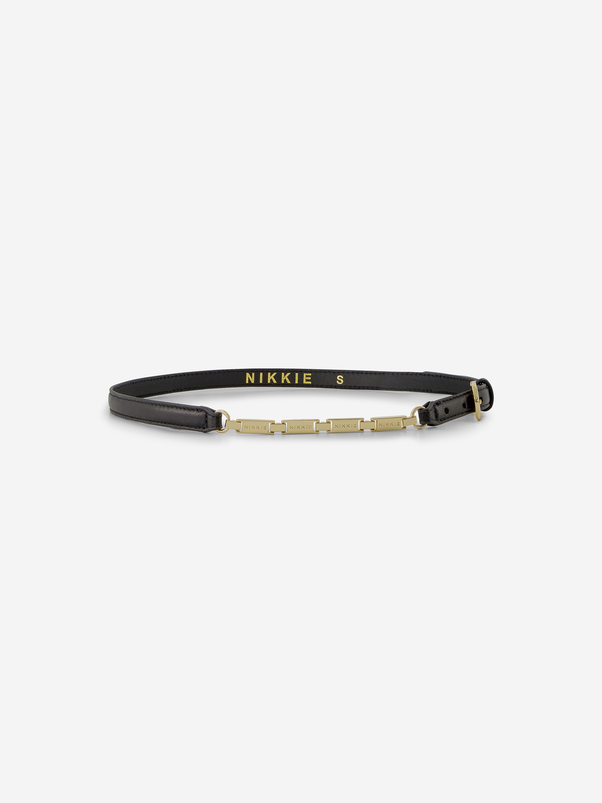 Leather belt with chain detail