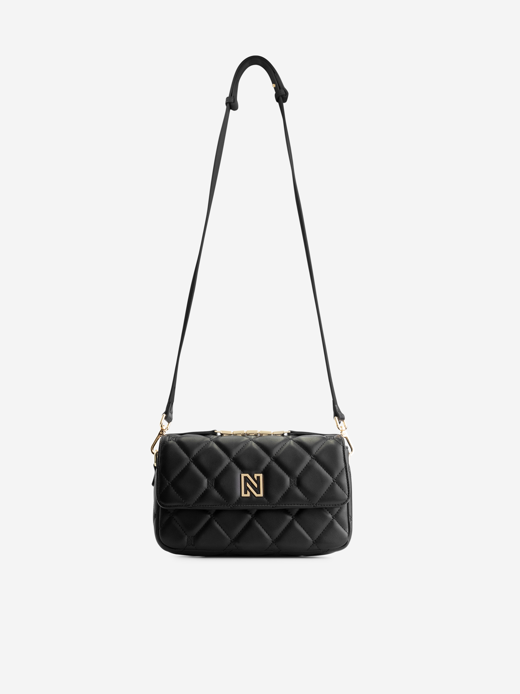 Gewatteerde clutch met hengsel en N-logo